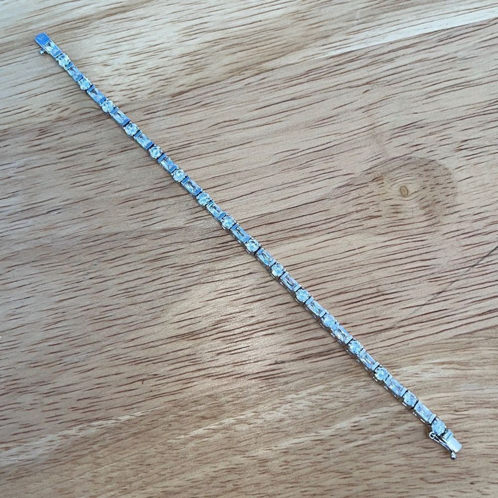 925 Sterling Silver Rectangular & Round Bracelet … - image 1